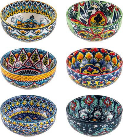 Ceramic Dipping Bowls Set of 6, 2.7 oz Boho Soy Sauce & Condiment Dishes