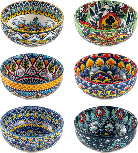 Ceramic Dipping Bowls Set of 6, 2.7 oz Boho Soy Sauce & Condiment Dishes