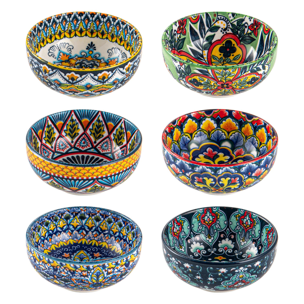 Ceramic Dipping Bowls Set of 6, 2.7 oz Boho Soy Sauce & Condiment Dishes