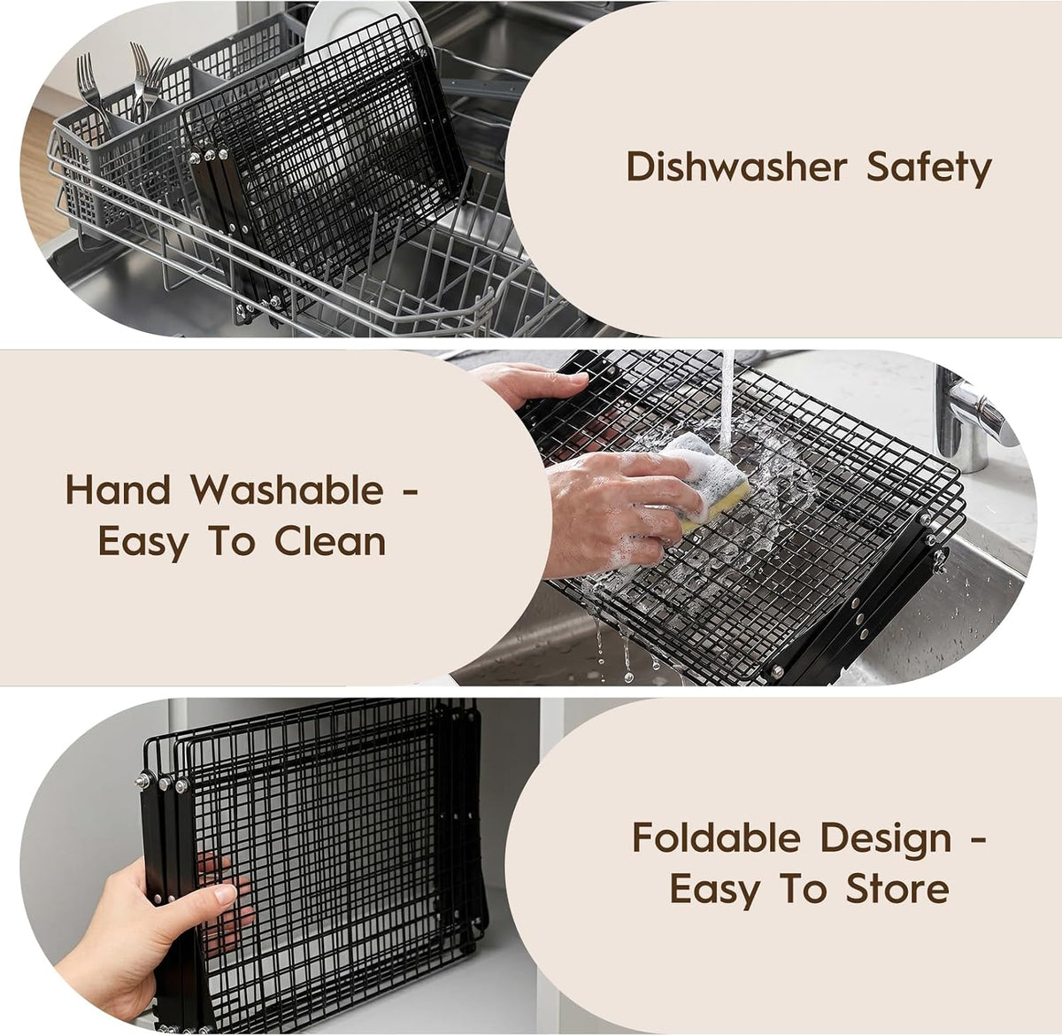 4 Tier Collapsible Cooling Rack for Cooking and Baking Rack Stackable