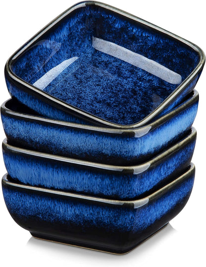 vancasso Stern 6 Oz Dipping Bowls Set of 4, 3.7" Square Soy Sauce Dish