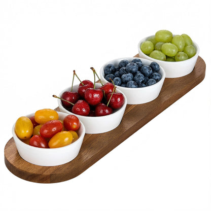 6oz White Ceramic Chips and Dip Serving Platter For Olive Cracker Tray,Small 4Inch Bowls Cranberry Sauce Relish Dish for Appetizer,Side Dishes,Cheese ball,Dipping,Dessert,Salsa,Tapas