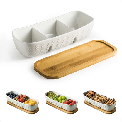 Miamolo Condiment Bowls Divided Serving Tray, Chip and Dip Bowl for Party