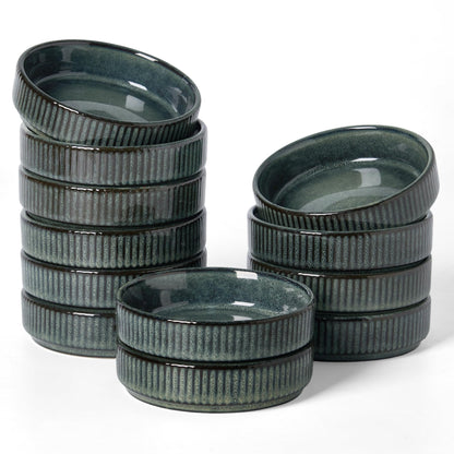 famiware Ceramic Soy Sauce Dish, 4oz Dipping Bowls Set of 6, Nebulas Blue