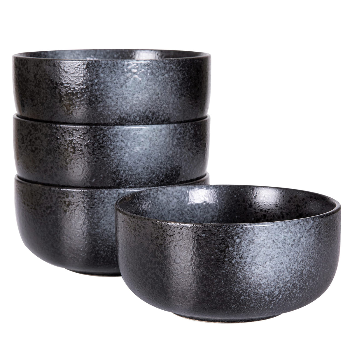S&Q'S CERAMICS Ceramic Small Bowls for Kitchen, Set of 6, 9 ounces Ice Cream Bowls, Small Serving Bowls for Soup, Dipping, Condiments, Side Dishes, Snack, Prep (Black and Grey
