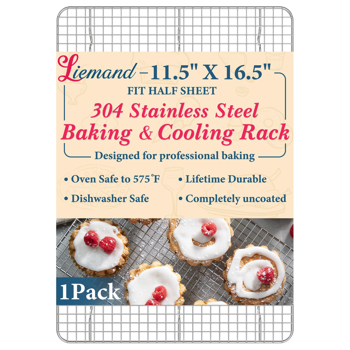 Cooling Racks 11.5 x16.5 in, Tight-Wire Stainless Steel Baking Rack 2-Pack
