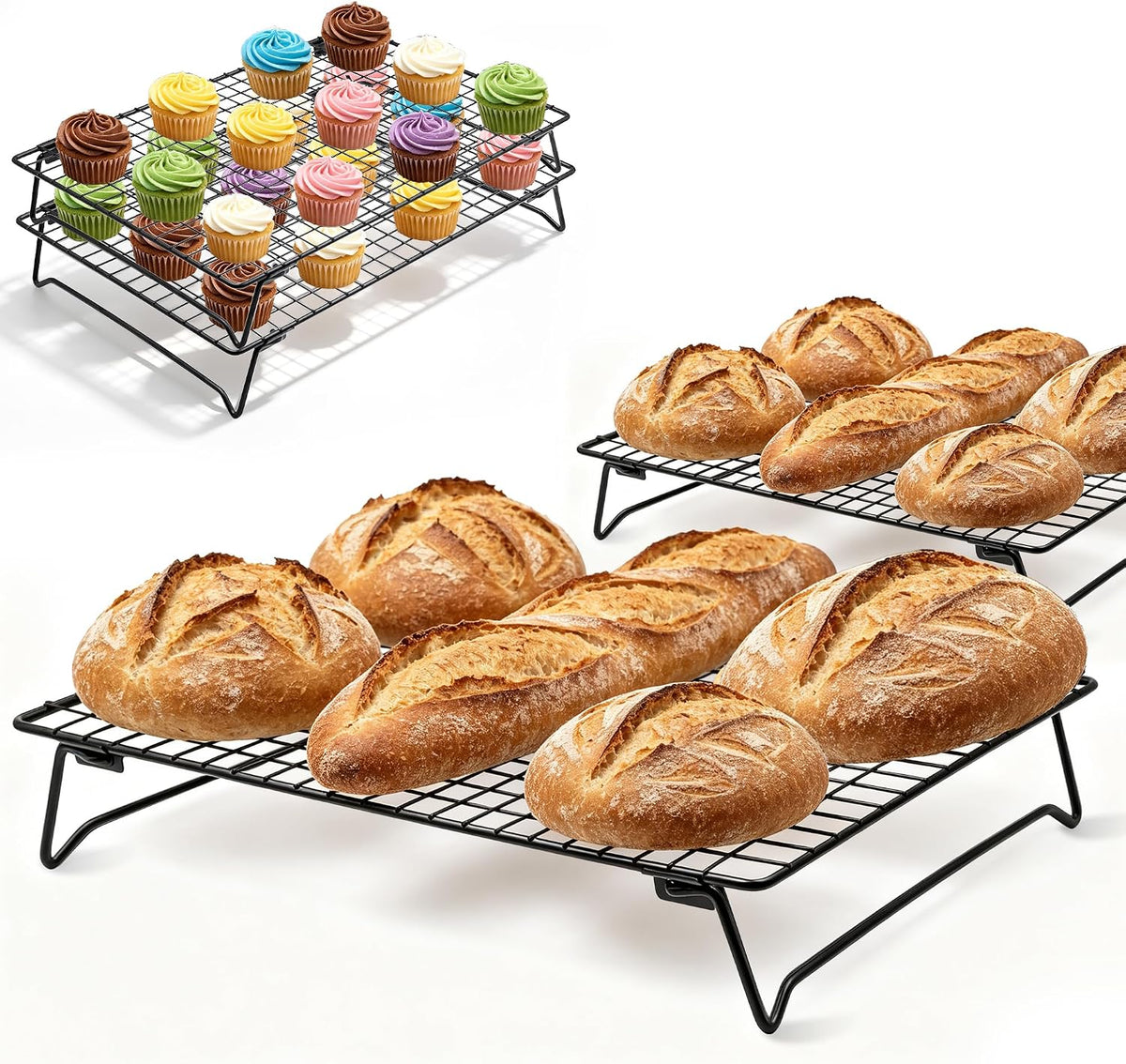 Sourdough Cooling Rack 2 Pack Stackable | Heavy Duty Wire Cooling Rack