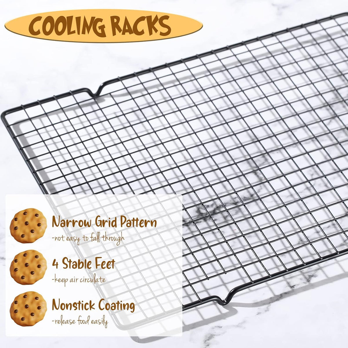 Harloon 6 Pieces Cooling Racks for Baking Wire Grid Set,16 x 9.8 Inch