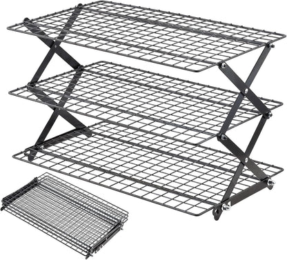 Pleafind 2/3/4-Tier Collapsible Cooling Rack - 3 Setting Design, Adjustable ＆ Stackable Baking Rack, 5 Modes Cooling Racks for Cooking and Baking, Roasting ＆ Grilling Gifts for Picnic Party