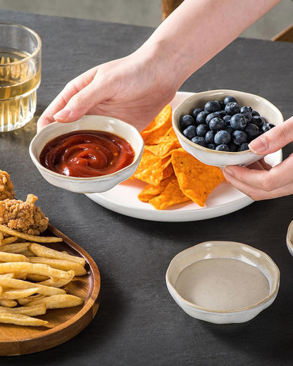 Dipping Bowls Set of 6, 3 oz Ceramic Soy Sauce & Condiment Dishes