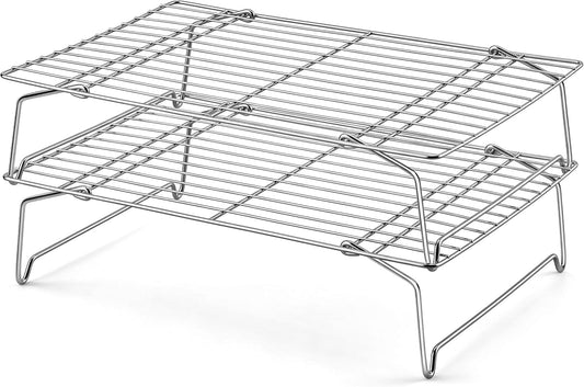 Homikit 2 Tiers Stainless Steel Cooling Rack Set, 10"x15" Baking Racks