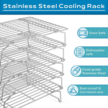 Leonyo 5-Tier 15x10IN Cookie Cooling Rack for Cooking Stackable Collapsible