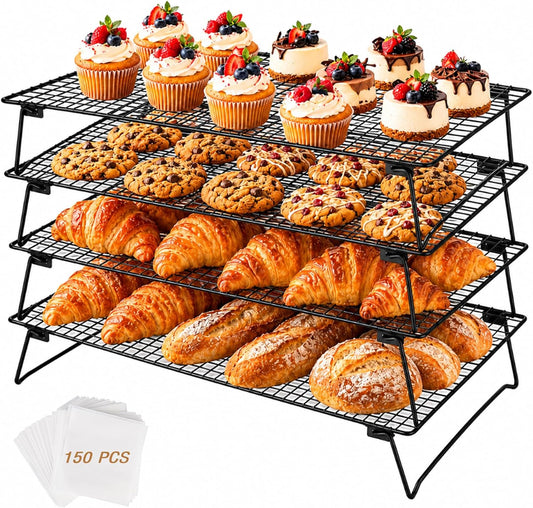 4 Tier Stackable Cooling Racks for Baking, 17 x 11 Inch