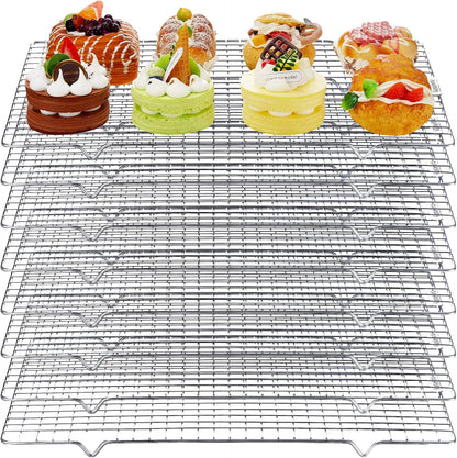 meekoo 8 Pieces Cooling Rack for Baking Cookie Cooling Wire Racks 16 x 10 Inches Cookie Rack Nonstick Baking and Cooling Grid for Cooking, Roasting, Grilling, Drying, Oven and Dishwasher Safe