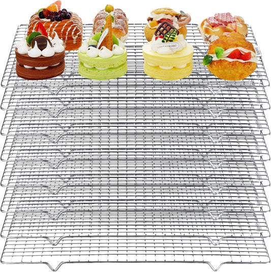 meekoo 8 Pieces Cooling Rack for Baking Cookie Cooling Wire Racks 16 x 10 Inches Cookie Rack Nonstick Baking and Cooling Grid for Cooking, Roasting, Grilling, Drying, Oven and Dishwasher Safe