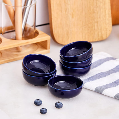 Ceramic Breakfast Bowls,2.7 oz Condiment Sauce Cups Containers,Side Dishes Small Trifle Bowls for Ice Cream,Baking Cute Bowls Set of 6(Blue)