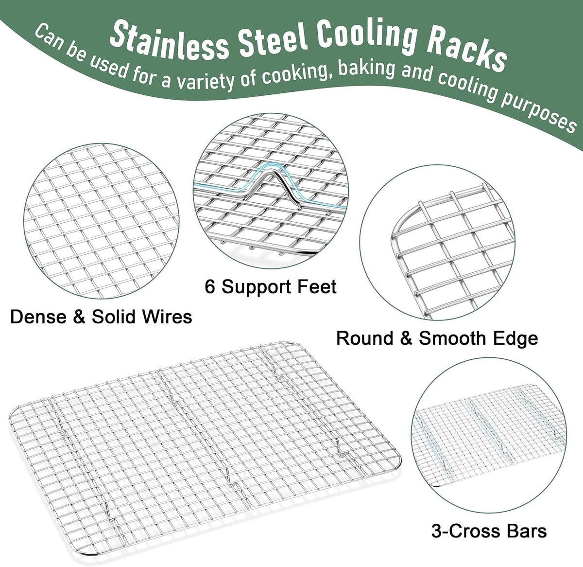 Homikit Baking Sheet with Wire Rack Set (1 Pan+1 Cooling Rack), 16" x 12"