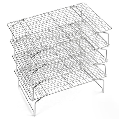 P&P CHEF 4 Tier Stackable Cooling Racks for Cooking and Baking, 15" x 10"