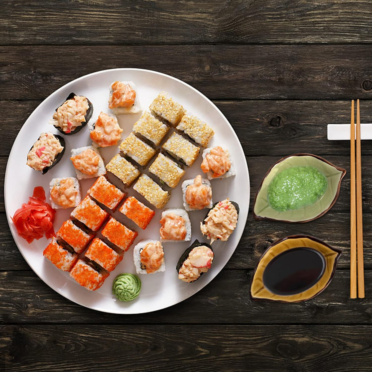 Jucoan 12 Pack Ceramic Soy Sauce Dish, 4 Inch 2 Oz Leaf Shape Small Sauce Dishes for Sushi, Gyoza, Dumplings, Potstickers, Soy Sauce, Vinegar, Wasabi, Oil, Japanese Style Soy Dipping Bowls Set