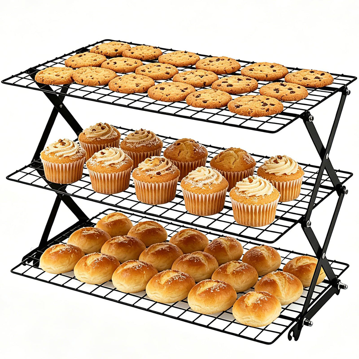 4 Tier Collapsible Cooling Rack for Cooking and Baking Rack Stackable