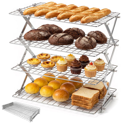 4 Tier Cooling Racks for Cooking and Baking, 15.5"x9.7", Black