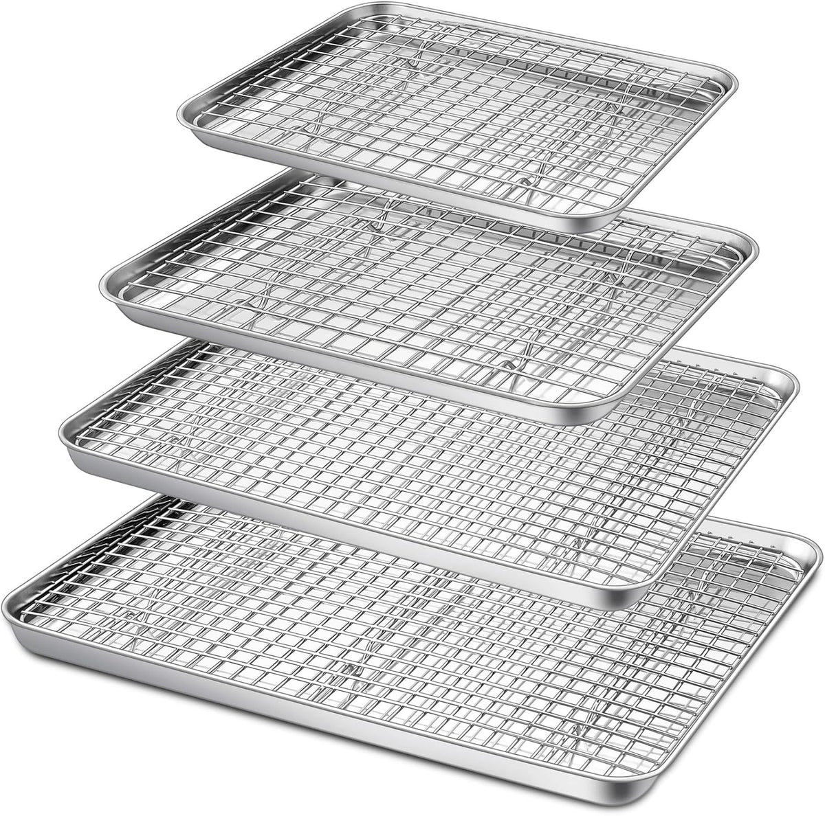 P&P CHEF 16 + 12.5 + 10.4 + 9 Inch Baking Sheet & Rack, Pan and Grid Rack