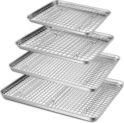P&P CHEF 16 + 12.5 + 10.4 + 9 Inch Baking Sheet & Rack, Pan and Grid Rack