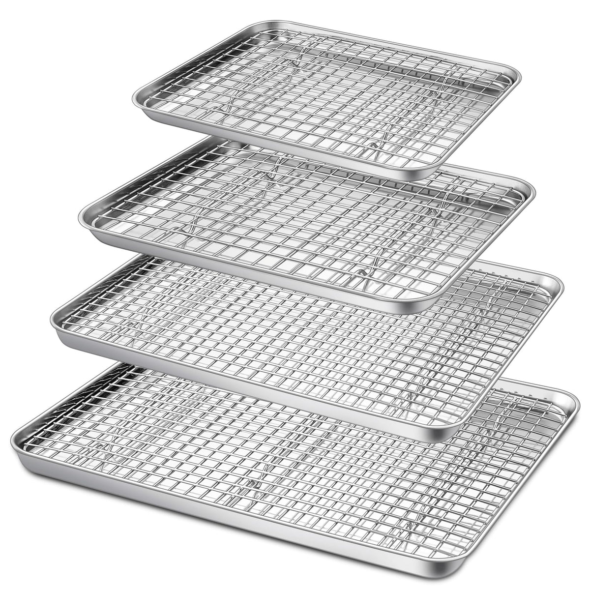 P&P CHEF 16 + 12.5 + 10.4 + 9 Inch Baking Sheet & Rack, Pan and Grid Rack