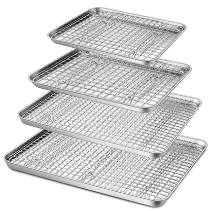 P&P CHEF 16 + 12.5 + 10.4 + 9 Inch Baking Sheet & Rack, Pan and Grid Rack