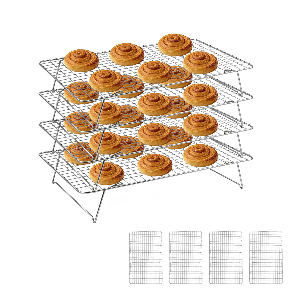 Cooling Rack 16"x10", 3-Tier Stackable & Collapsible Cooling Racks