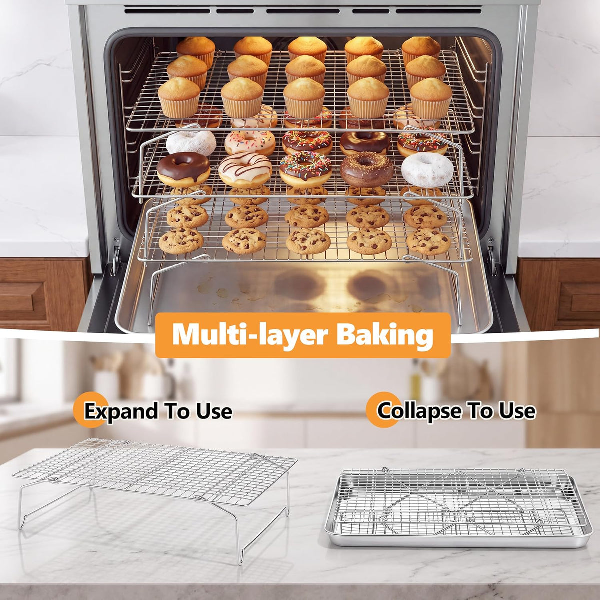 Leonyo 5-Tier Cooling Rack for Cooking and Baking, 15 x10 Inch Wire Racks