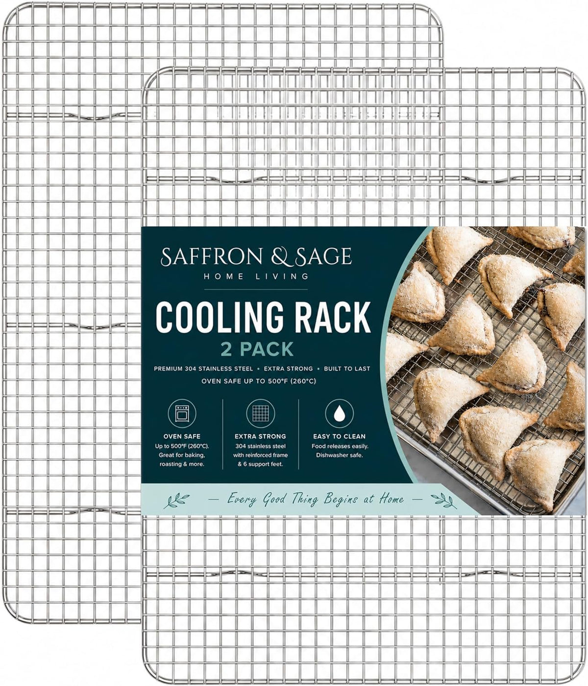 Cookie Cooling Rack Pack of 2, Heavy Duty Stainless Steel Cooling Racks for Cooking and Baking, 11.8 x 16.8 x 1 Inch, Dishwasher Safe, Rust Resistant, Fits Half Sheet Pan