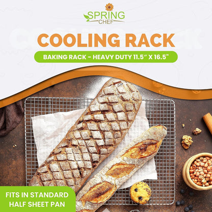 Spring Chef 11.5" x 16.5" Stainless Steel Cooling Rack for Cooking & Baking