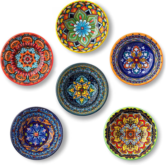 vancasso KRVI Ceramic Dipping Bowls Set of 6, 2.7 Oz Bohemian Sauce Bowls