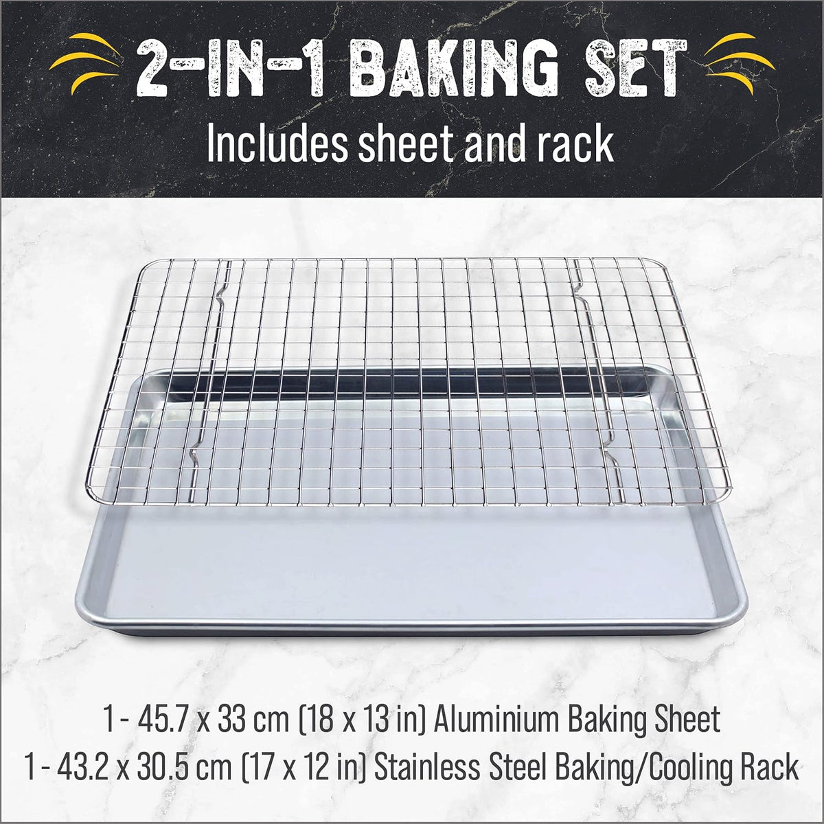 Checkered Chef Baking Sheet and Cooling Rack Set for Cooling and Baking