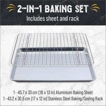 Checkered Chef Baking Sheet and Cooling Rack Set for Cooling and Baking