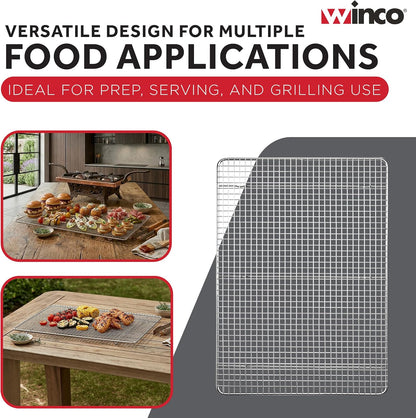 Winco 14" x 20" Silver/White 2/3 Size Wire Sheet Pan Grate