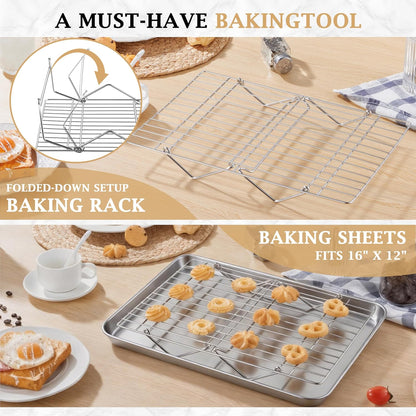 LIANYU Cooling Rack 15"x10", 5-Tier Stackable & Collapsible Cooling Racks