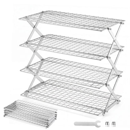 LIANYU 4-Tier Cooling Rack for Baking & Cooking, Collapsible & Space-Saving