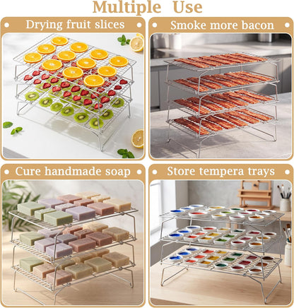 LIANYU Cooling Rack 15"x10", 5-Tier Stackable & Collapsible Cooling Racks