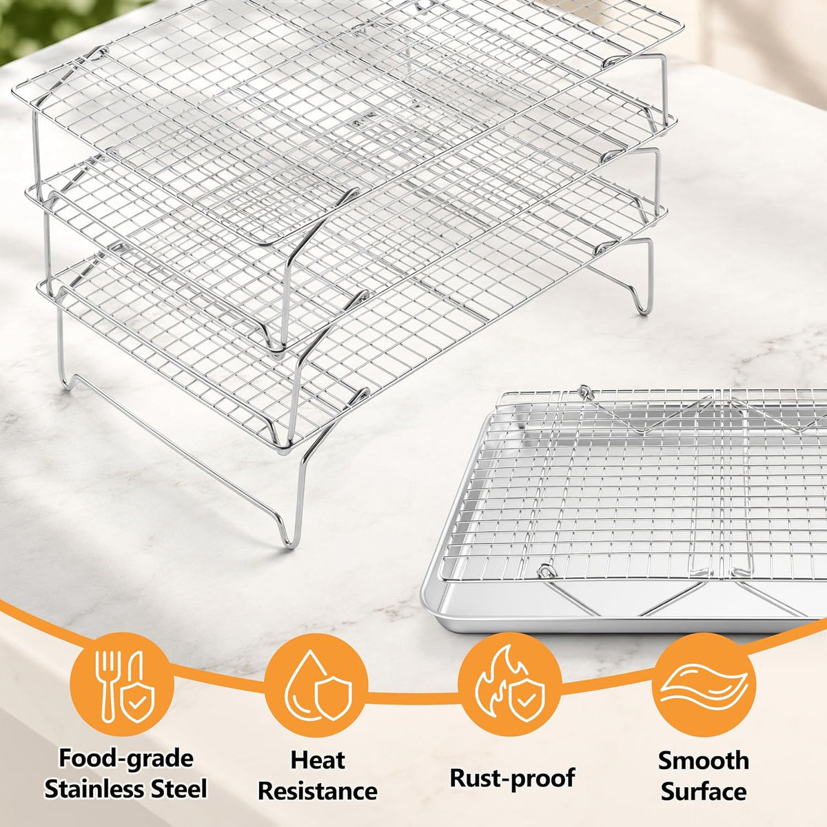 Leonyo 5-Tier Cooling Rack for Cooking and Baking, 15 x10 Inch Wire Racks