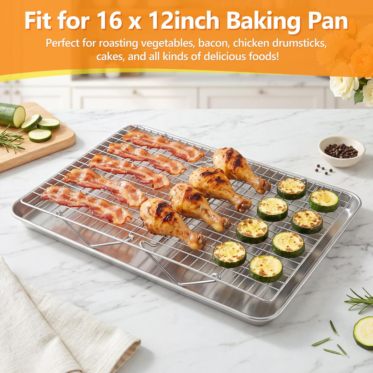 Leonyo 5-Tier Cooling Rack for Cooking and Baking, 15 x10 Inch Wire Racks