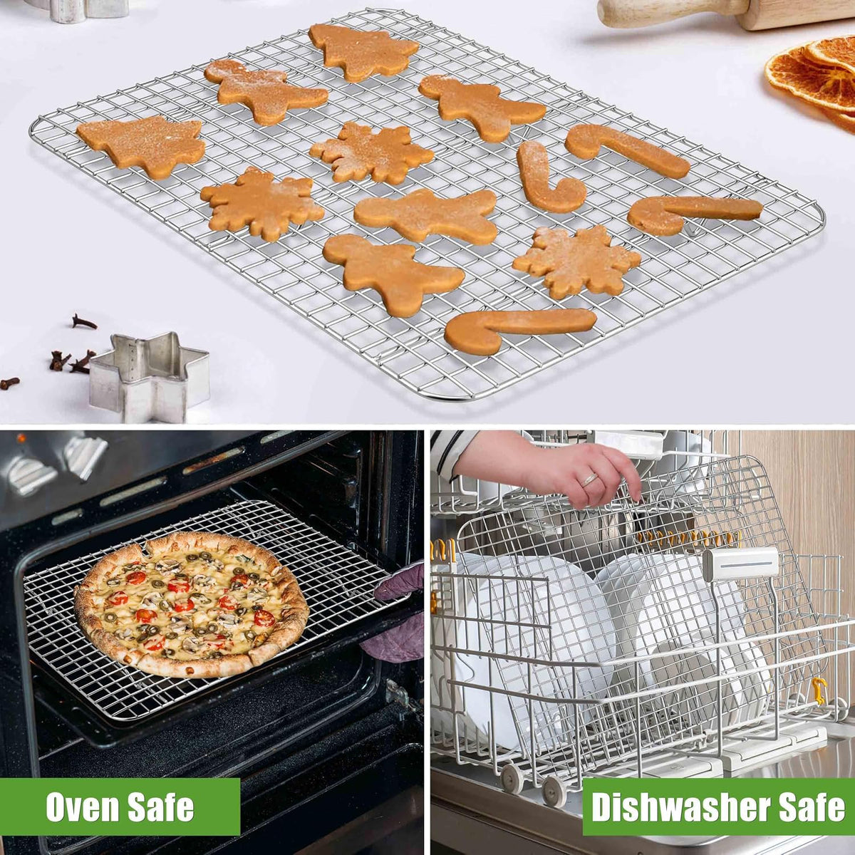 Homikit Stainless Steel Large Cooling Racks Set, 15.3x11.3 Inch, Rust Free