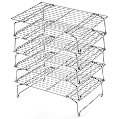 Homikit 2 Tiers Stainless Steel Cooling Rack Set, 10"x15" Baking Racks
