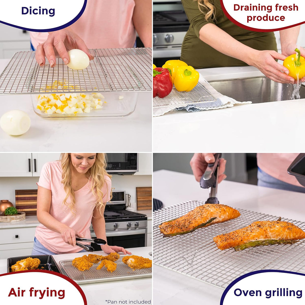 KITCHENATICS Half Sheet Cooling Rack Stainless Steel Oven Safe Set of 2