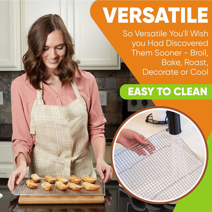 Spring Chef 10" x 15" Stainless Steel Cooling Rack for Baking, Set of 2