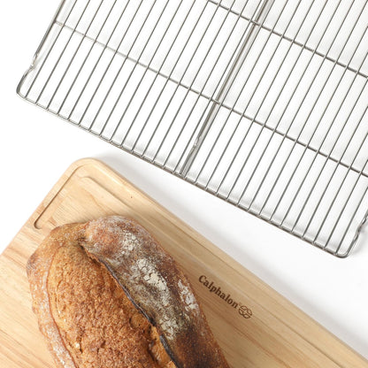 Calphalon Titan 16.5 x 11.5 Inch Cooling and Cooking Rack, Baking Rack, Carbon Steel Durable Oven Safe Wire Rack for Baking, Roasting, Air Circulation, and Cooling