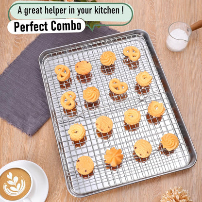 Homikit Baking Sheet with Wire Rack Set (1 Pan+1 Cooling Rack), 16" x 12"
