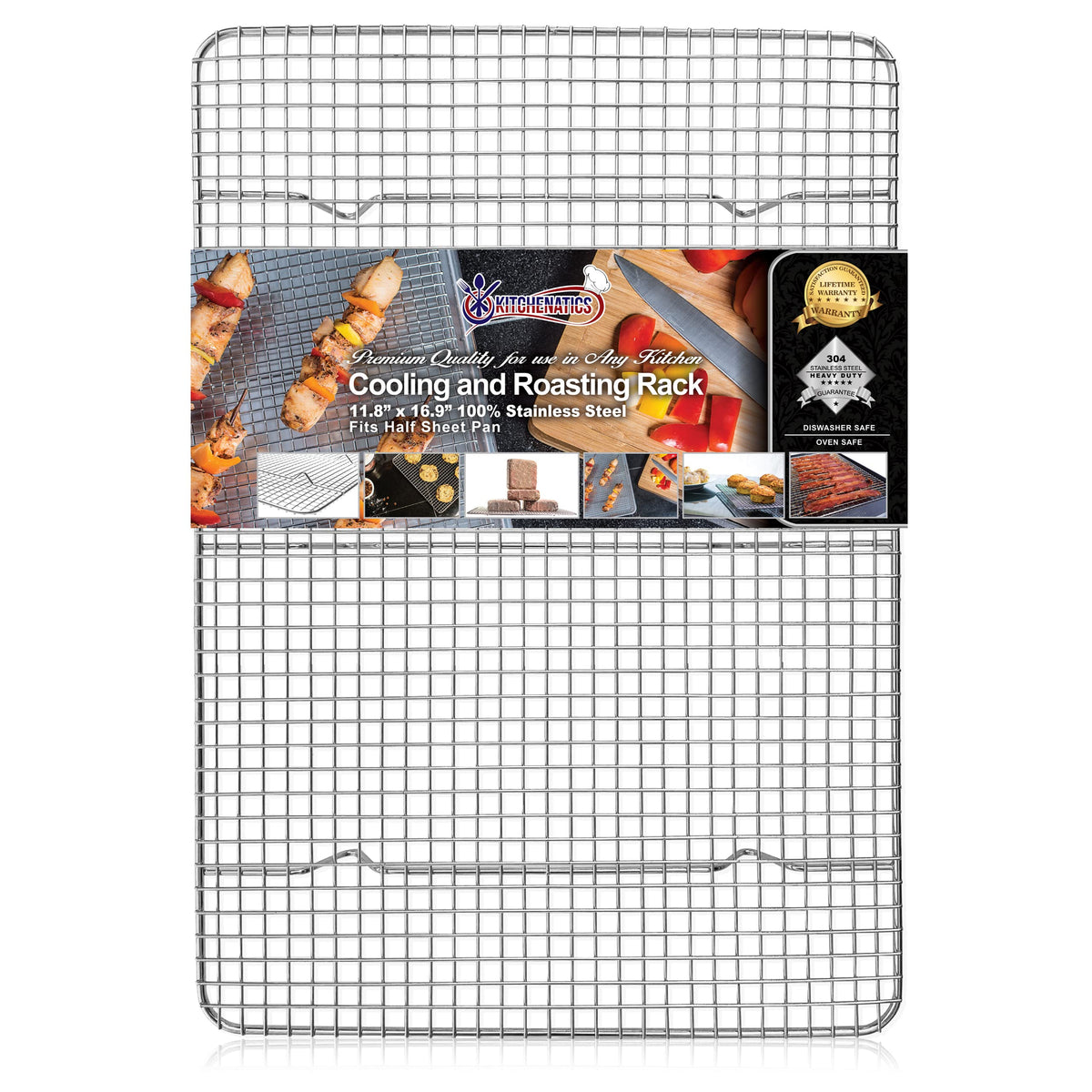 KITCHENATICS Half Sheet Cooling Rack Stainless Steel Oven Safe Set of 2