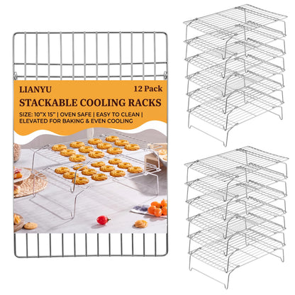 LIANYU Cooling Rack 15"x10", 5-Tier Stackable & Collapsible Cooling Racks